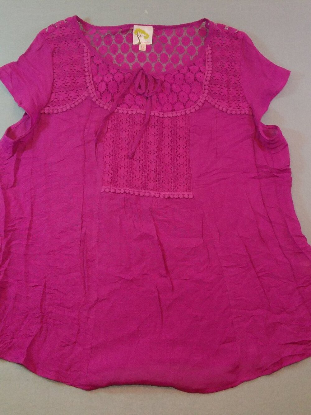 Blouse Womens Fig & Flower Crochet/Lace Pullover Pink Size 1X